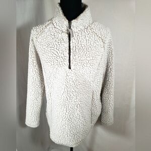 Cozy Sherpa Beige Long Sleeve Jacket Sz L